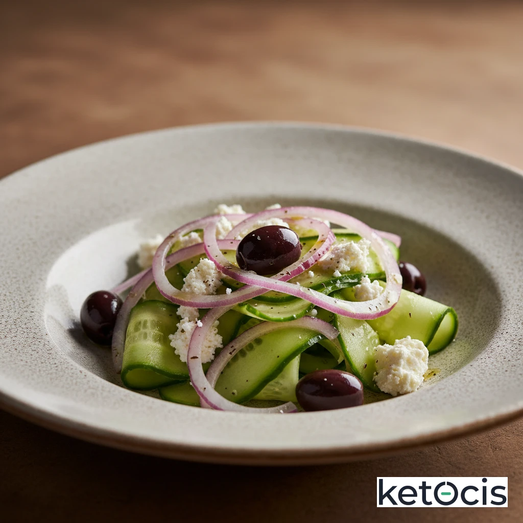 Ensalada Cetogénica Griega con Aceitunas Kalamata y Cebolla Morada