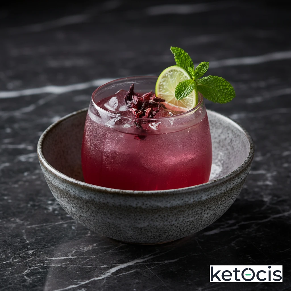 Infusión Keto de Flor de Jamaica Hibisco Servida Fría