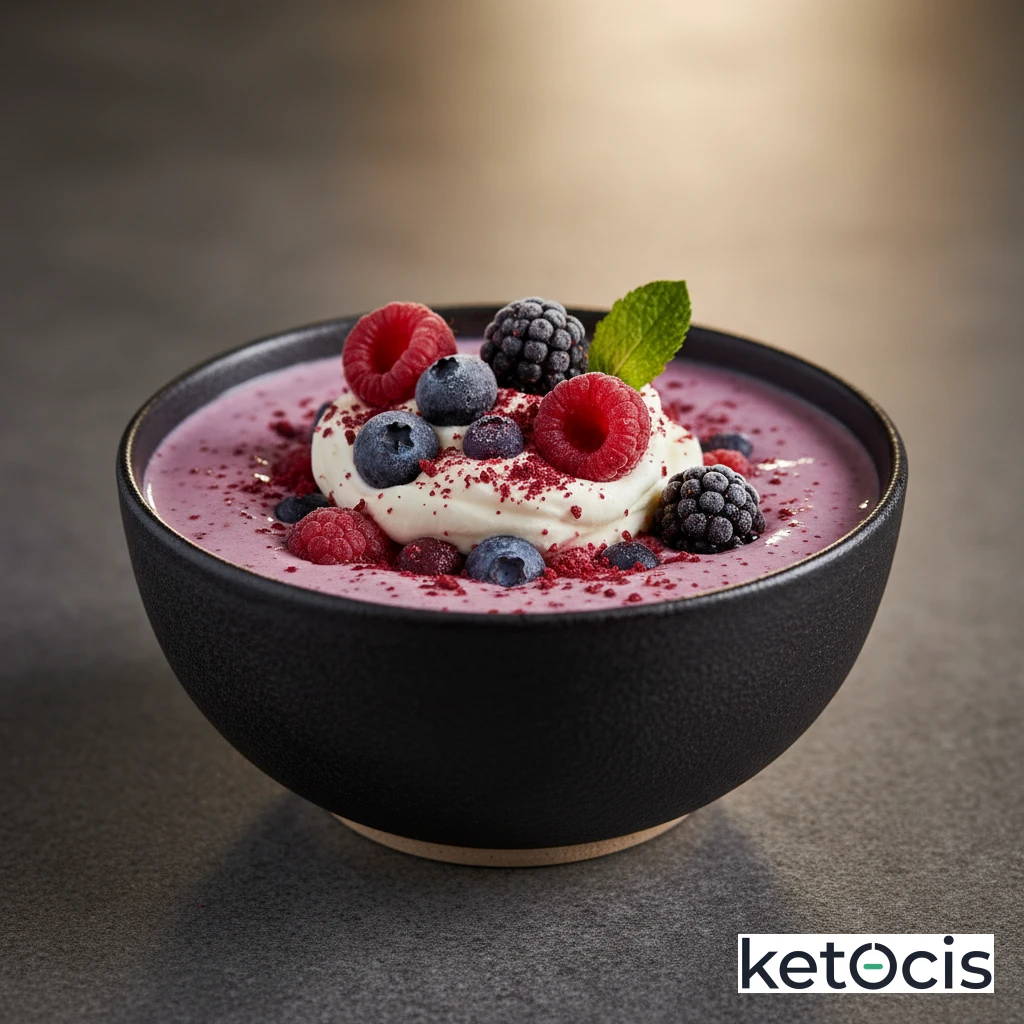 Batido Cetogénico de Frutas del Bosque Congeladas y Nata Suave