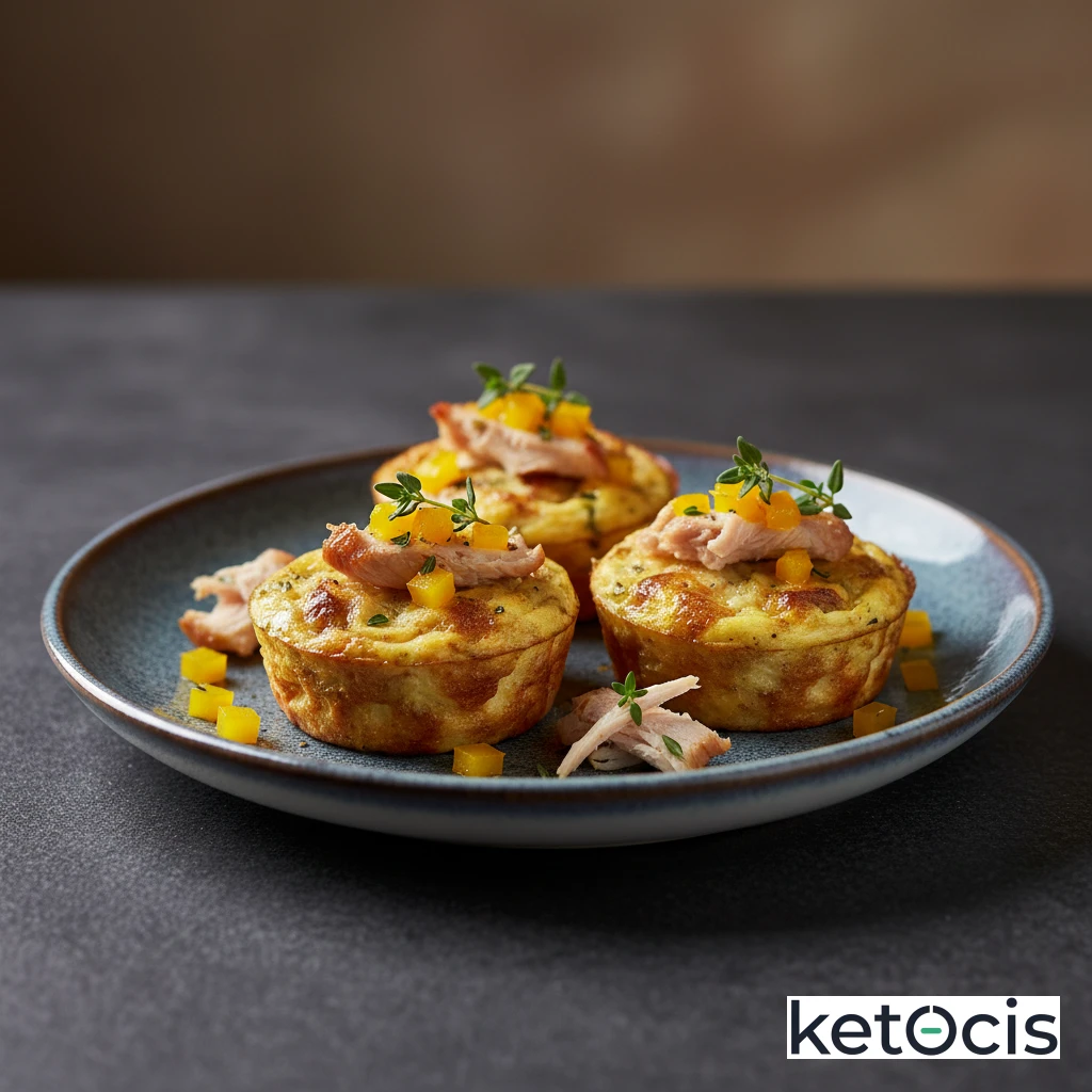 Muffins de huevo con pavo asado y pimientos amarillos