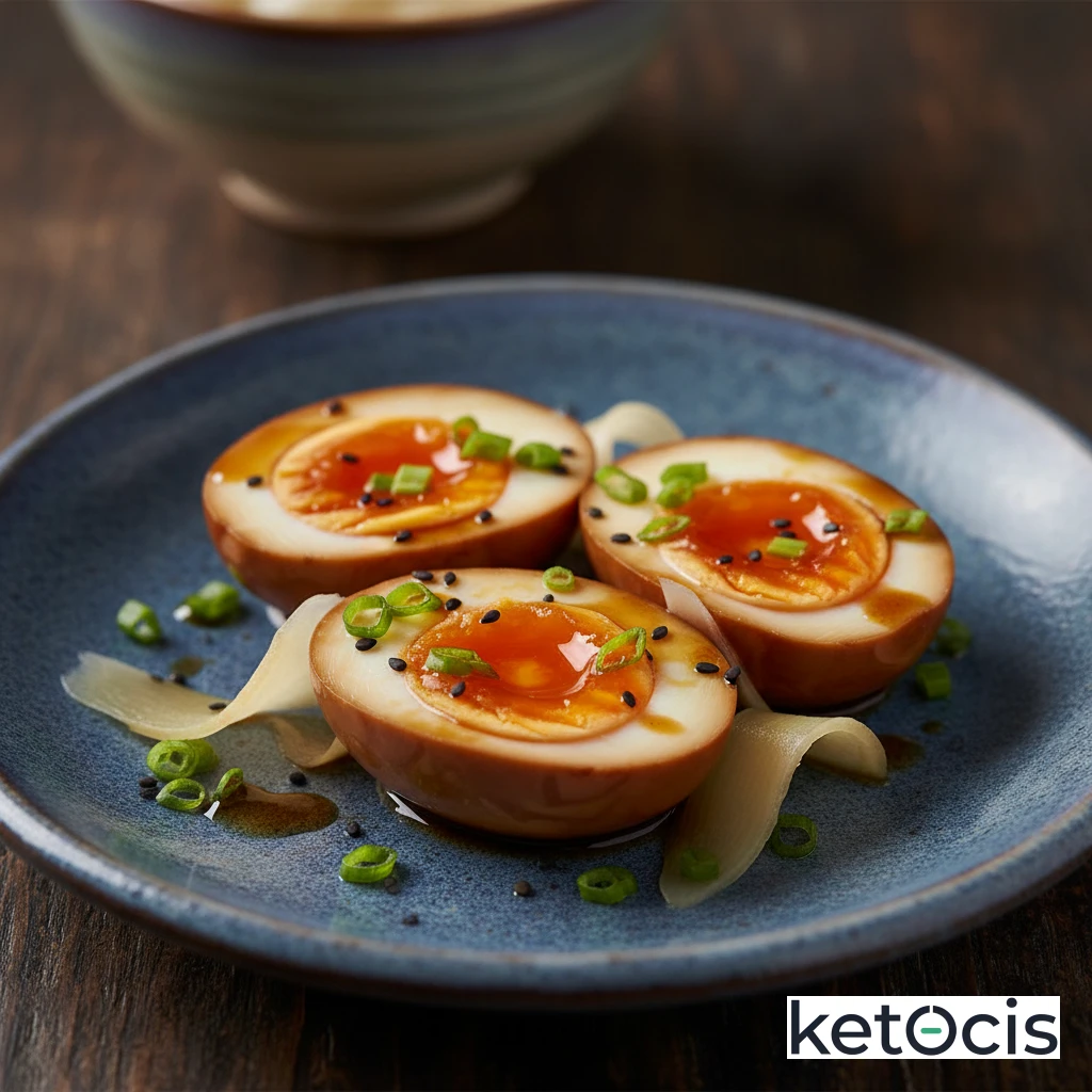 Huevos duros marinados en salsa tamari y jengibre
