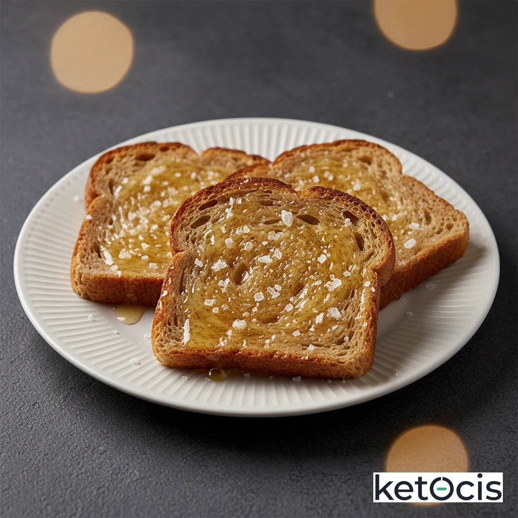 Tostadas de pan keto con mantequilla clarificada y sal marina