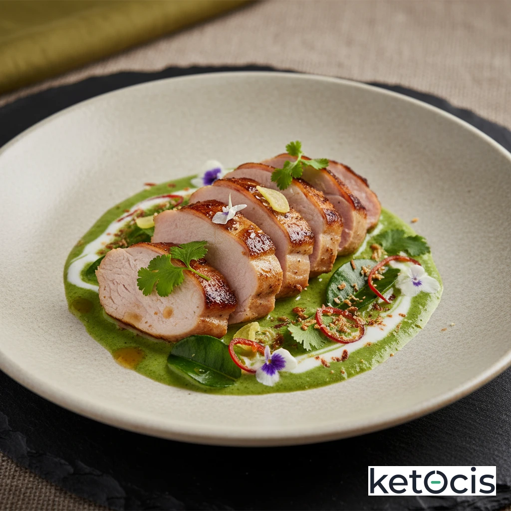 Pechuga de pavo al curry verde con leche de coco
