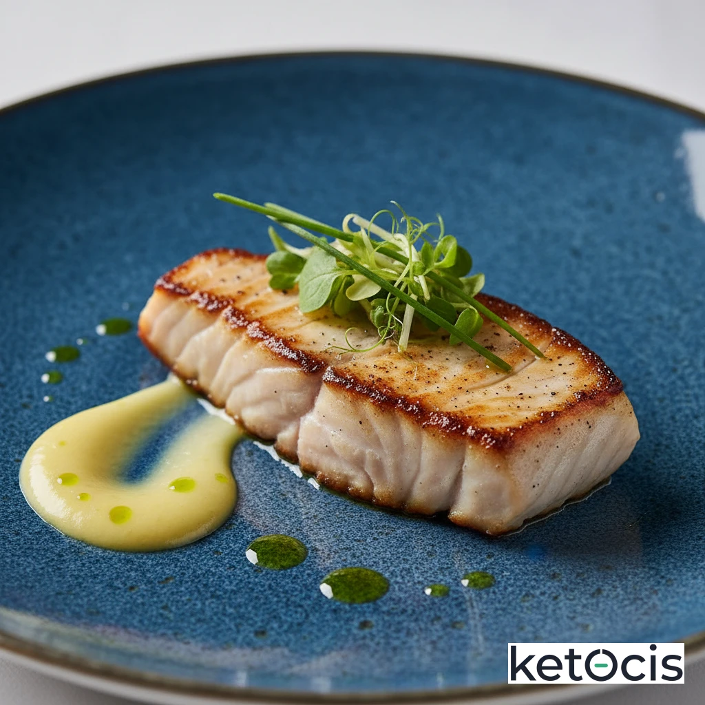 Pez espada a la plancha con emulsión de aceite y limón