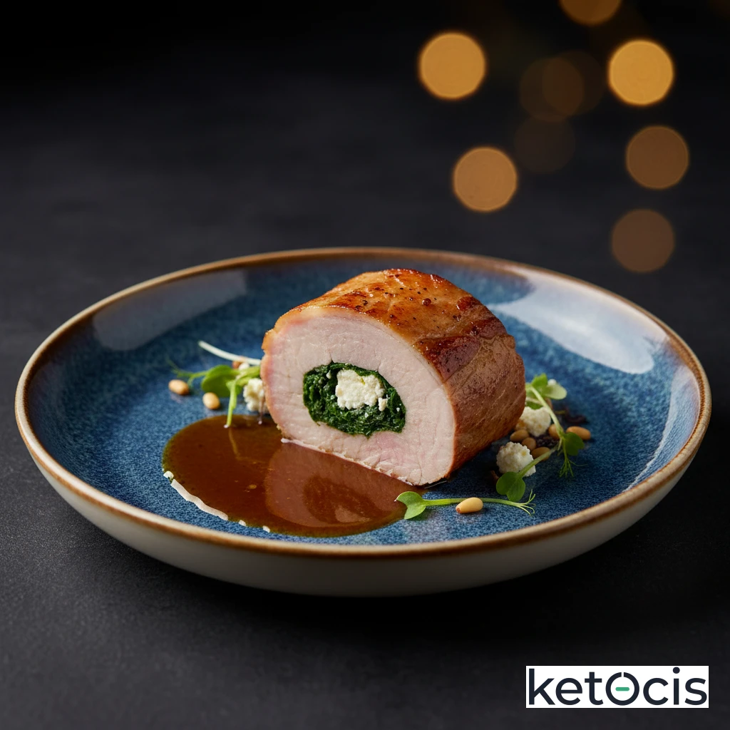 Lomo de cerdo relleno de espinacas y queso feta