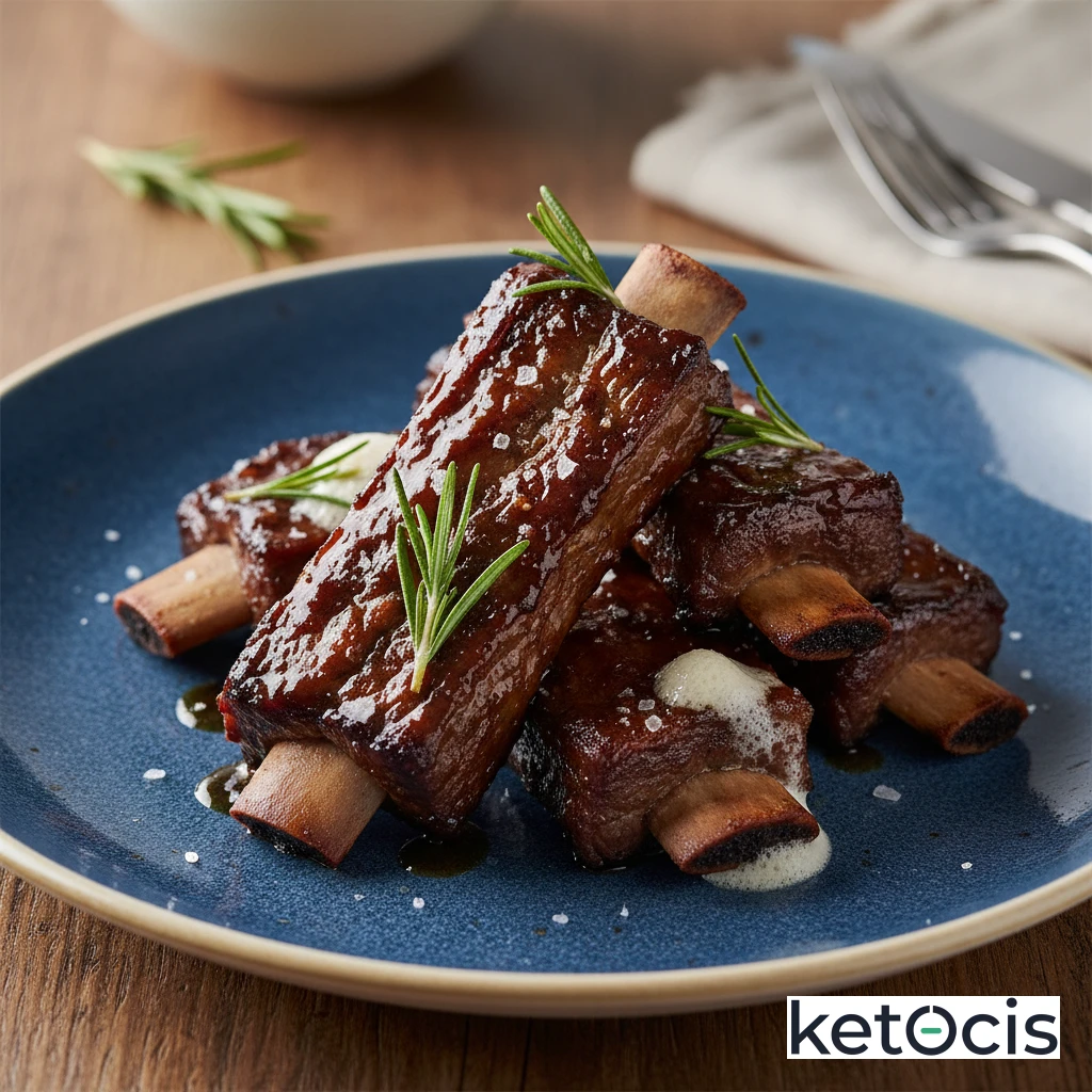 Costillas de ternera asadas a fuego lento con romero