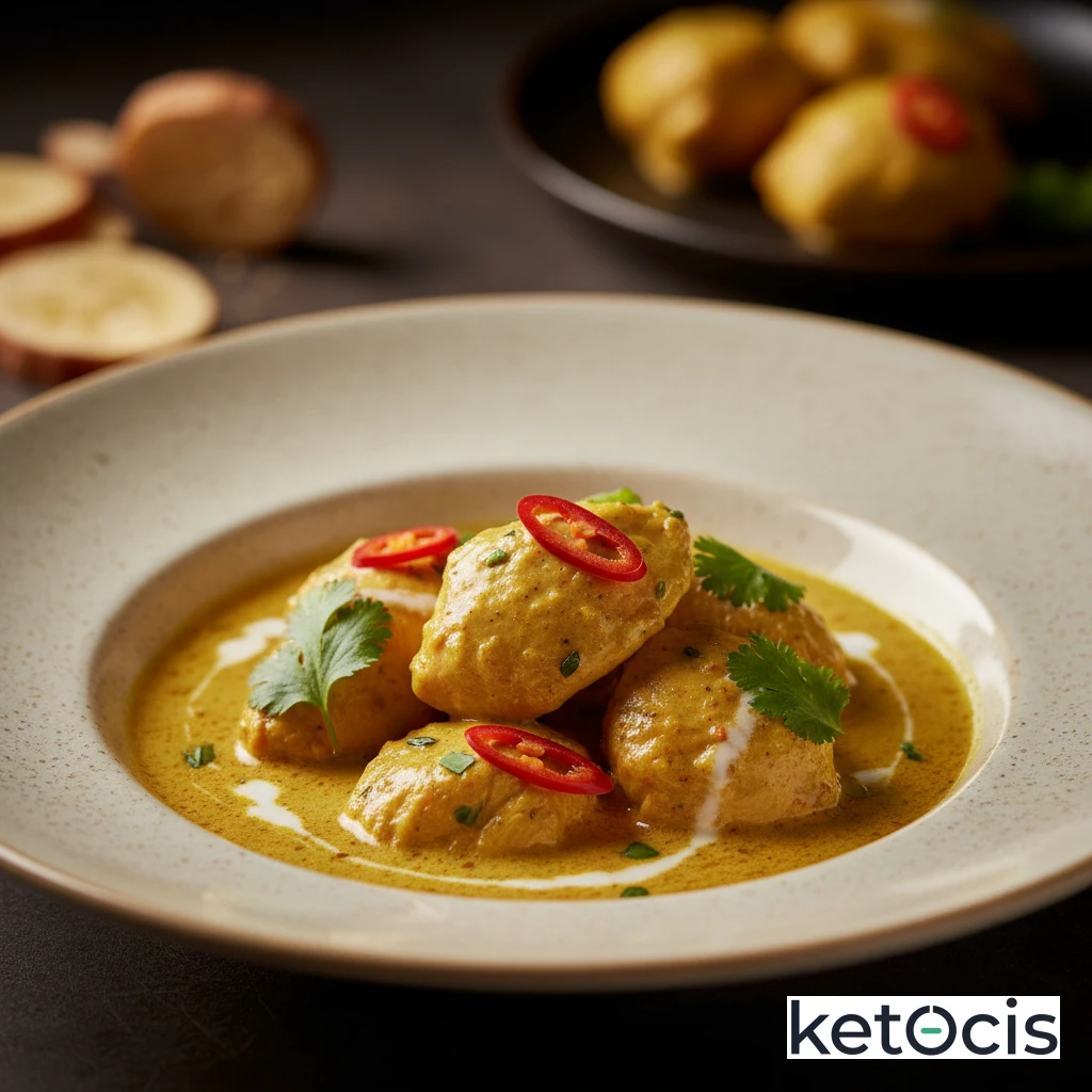 Pollo guisado en leche de coco con curry amarillo