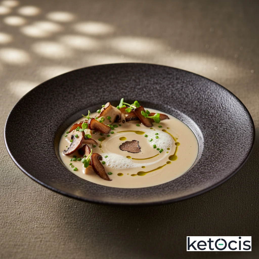 Crema de champiñones portobello con leche de almendras