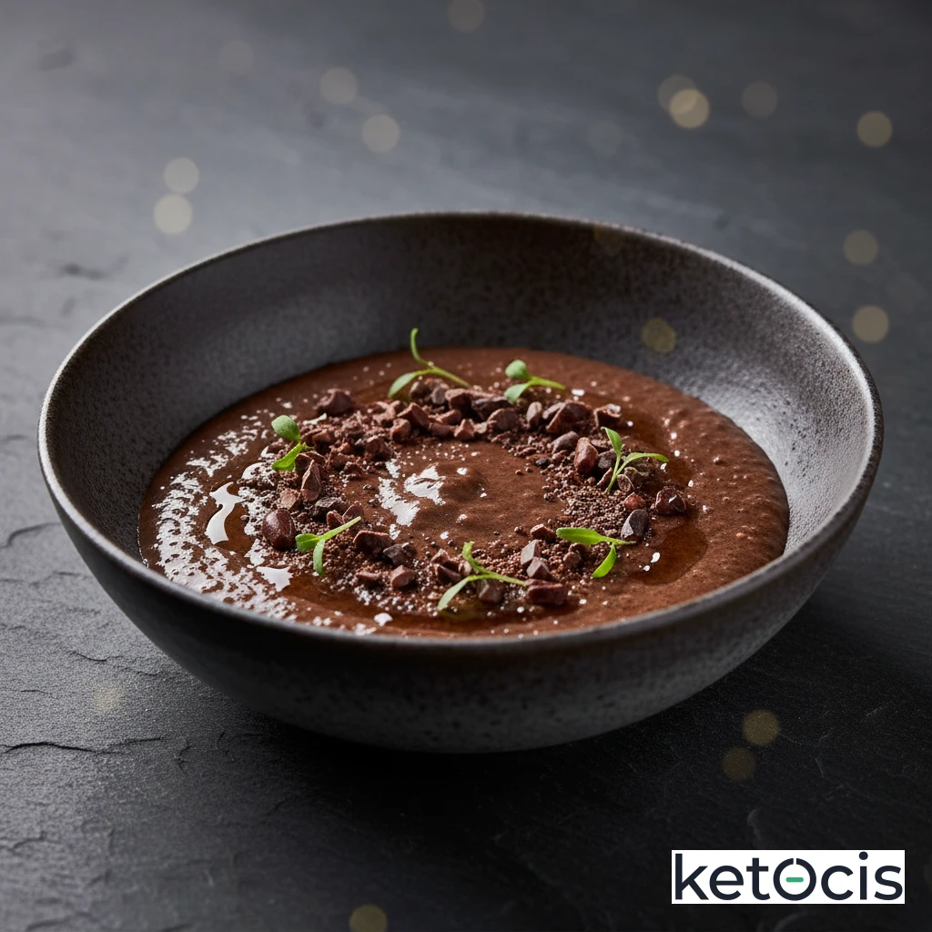 Pudín de chía con cacao amargo y nibs de cacao