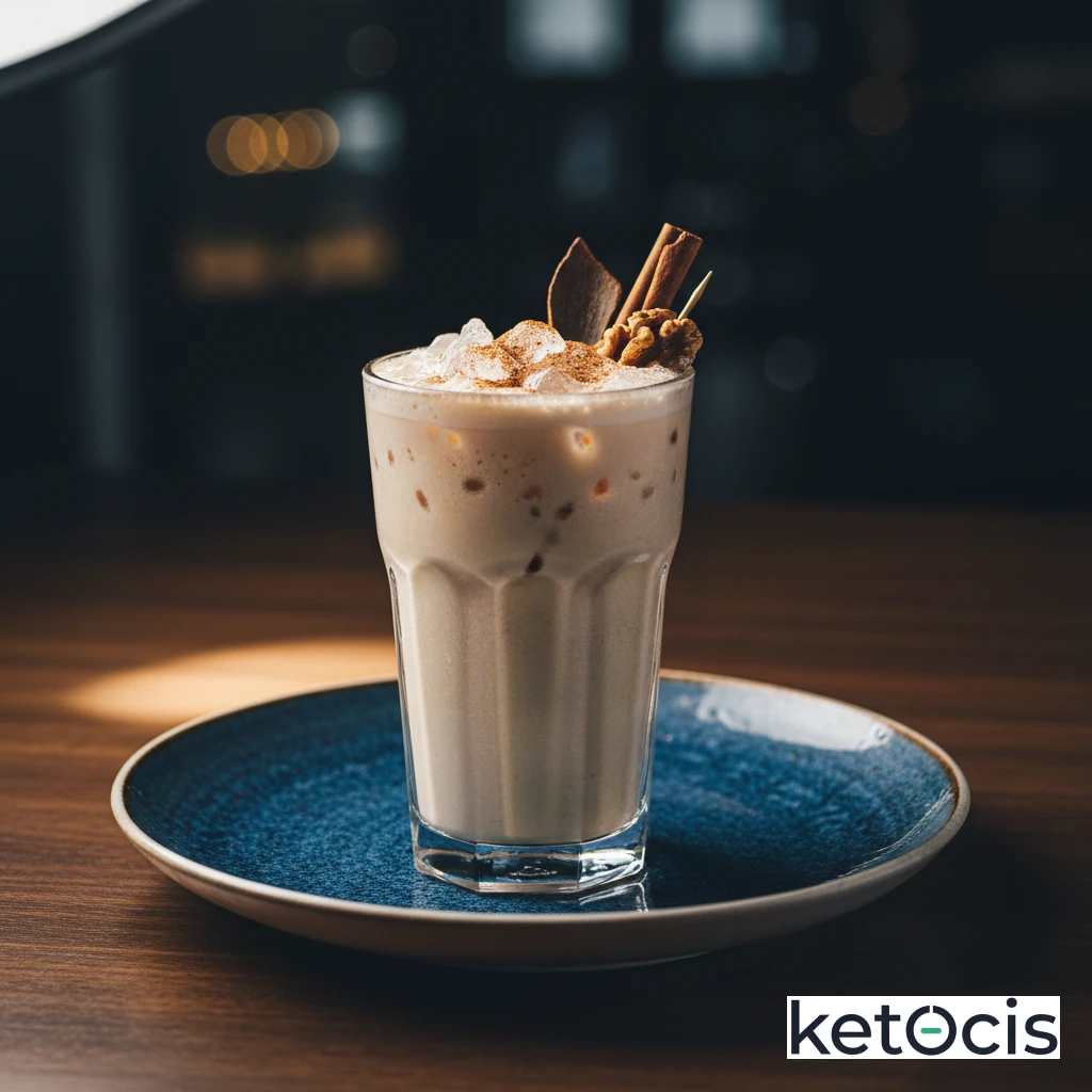 Batido de leche de nueces con canela y hielo