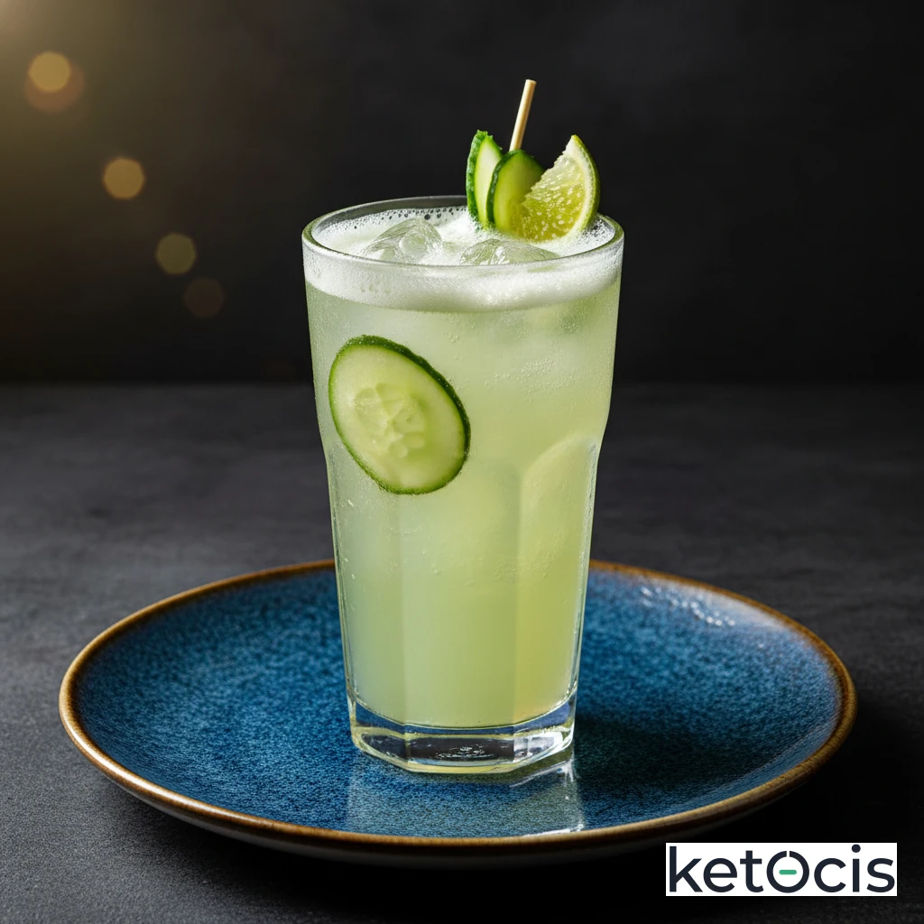 Limonada casera de pepino licuado y zumo de lima