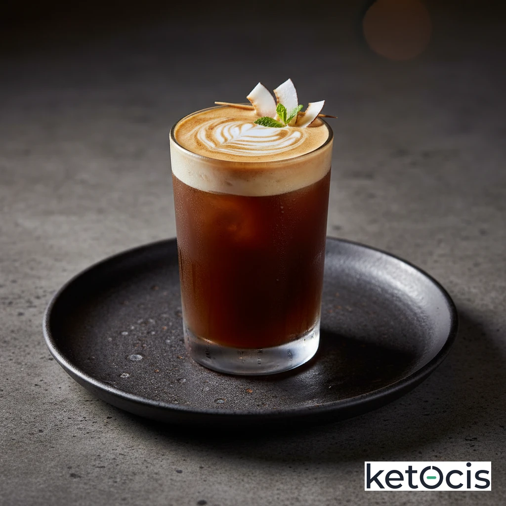 Café americano frío con un toque de crema de coco