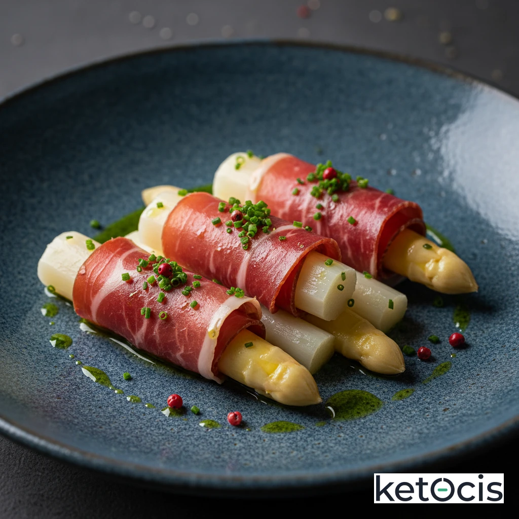 Rollitos de jamón serrano y espárragos blancos crujientes
