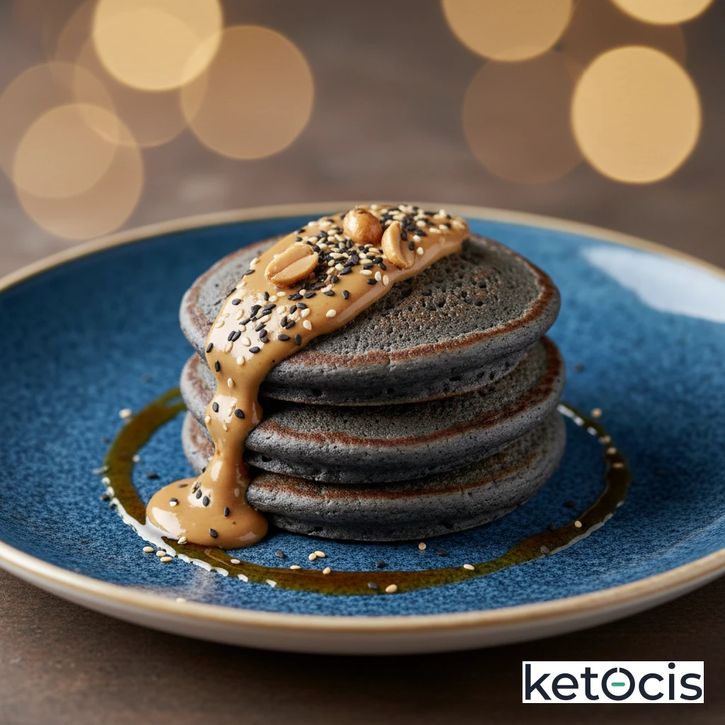 Panqueques de harina de sésamo con crema de cacahuete