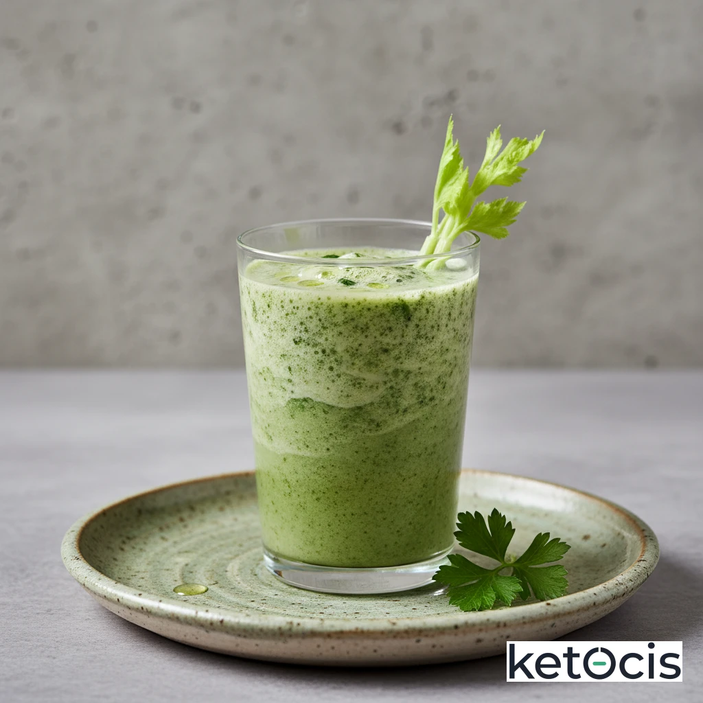 Batido verde de apio espinaca perejil y aceite de mct