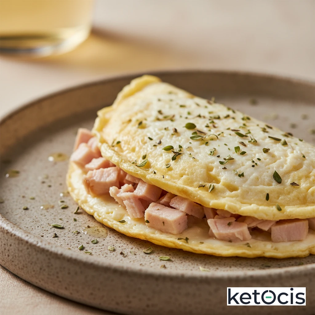 Omelette de claras con pavo natural picado y orégano