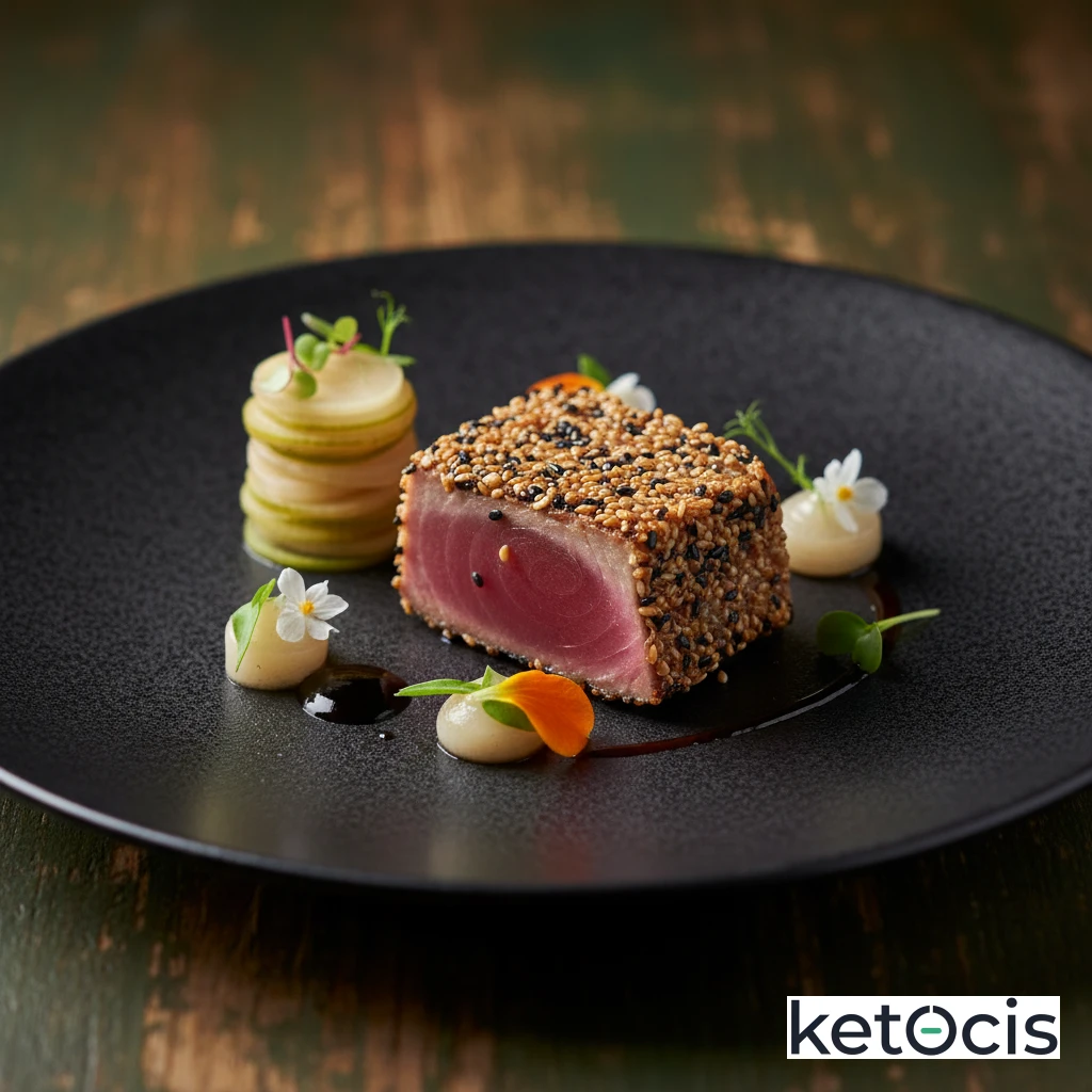 Filete de atún rojo a la plancha con sésamo tostado