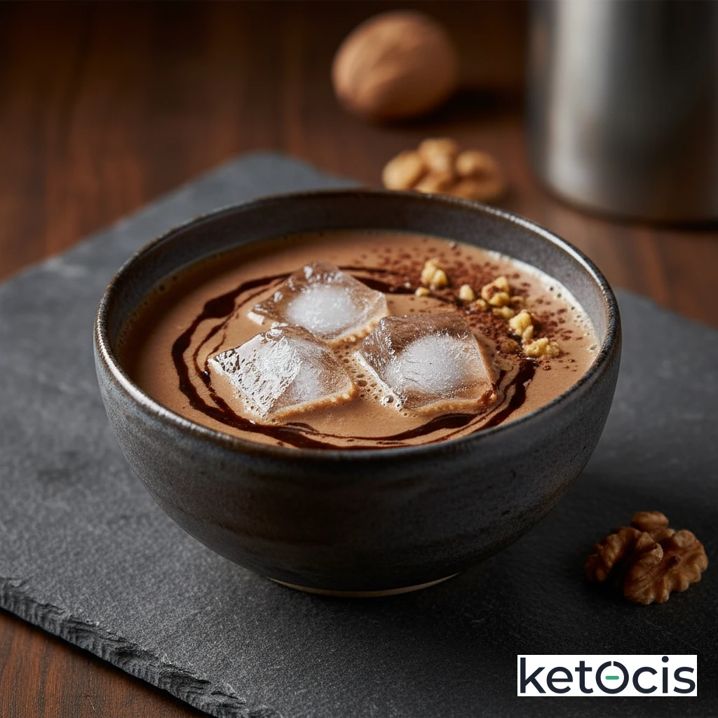 Batido de leche de nueces con cacao amargo y hielo