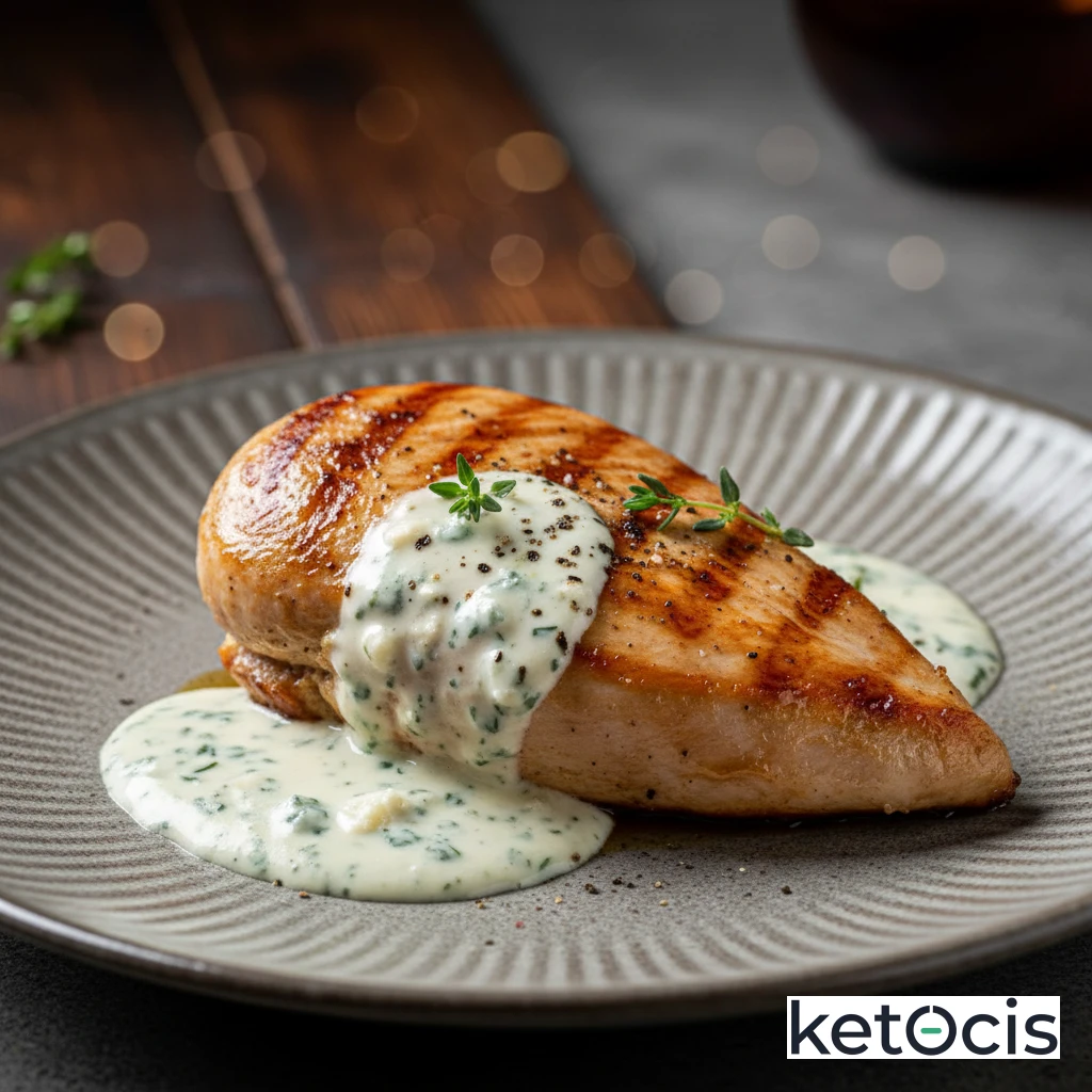 Pechuga de pavo a la plancha con salsa de queso azul