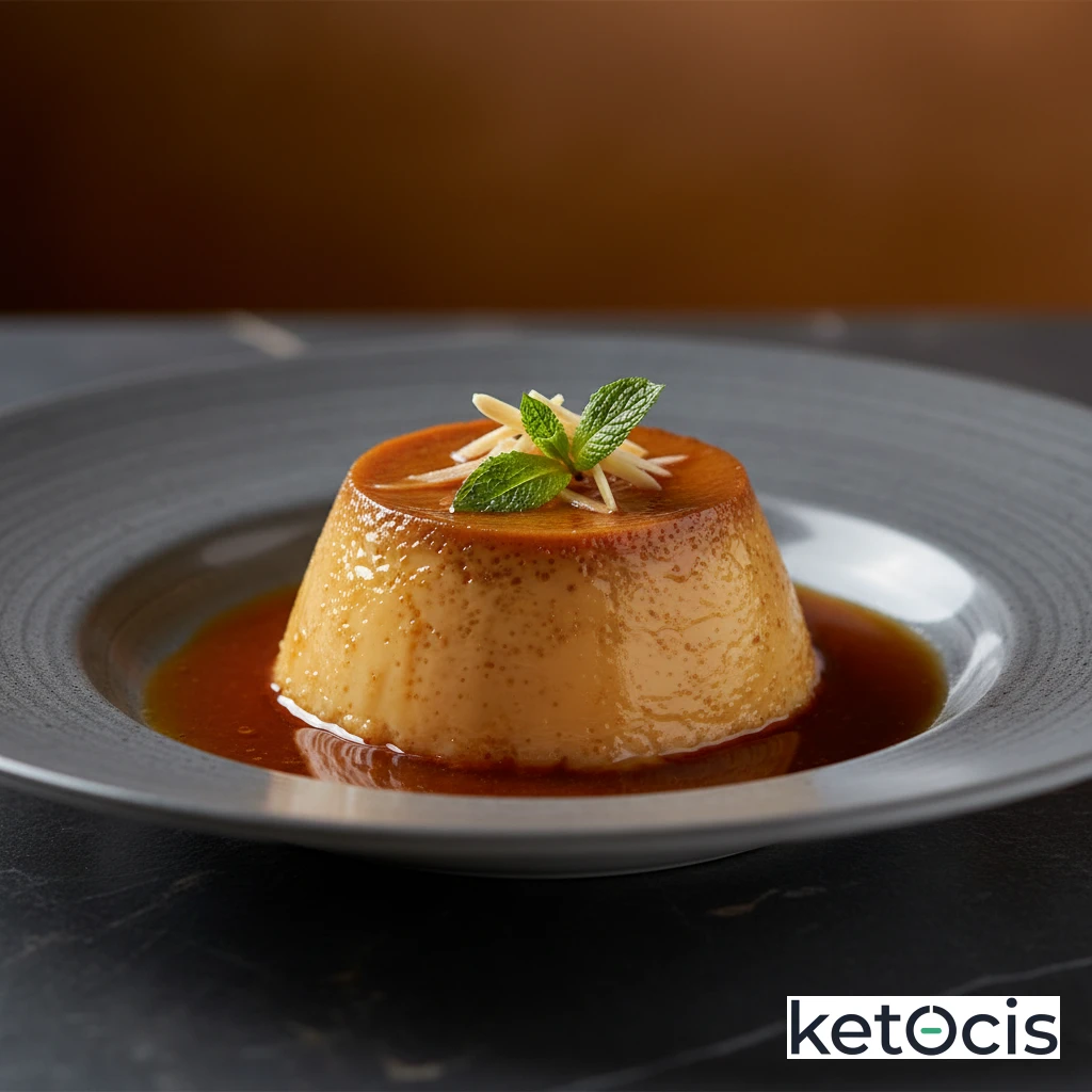 Flan de huevo sin lácteos hecho con bebida de almendra