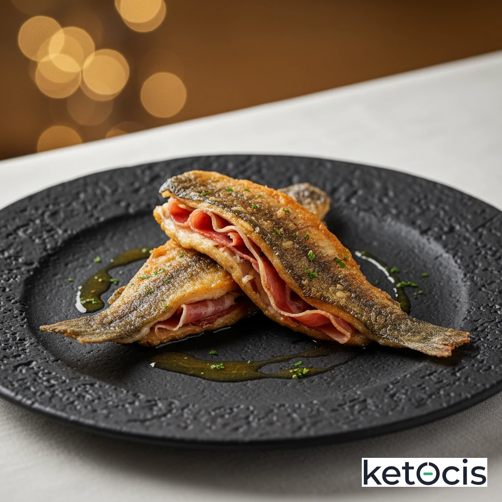 Truchas a la navarra fritas con jamón serrano dentro