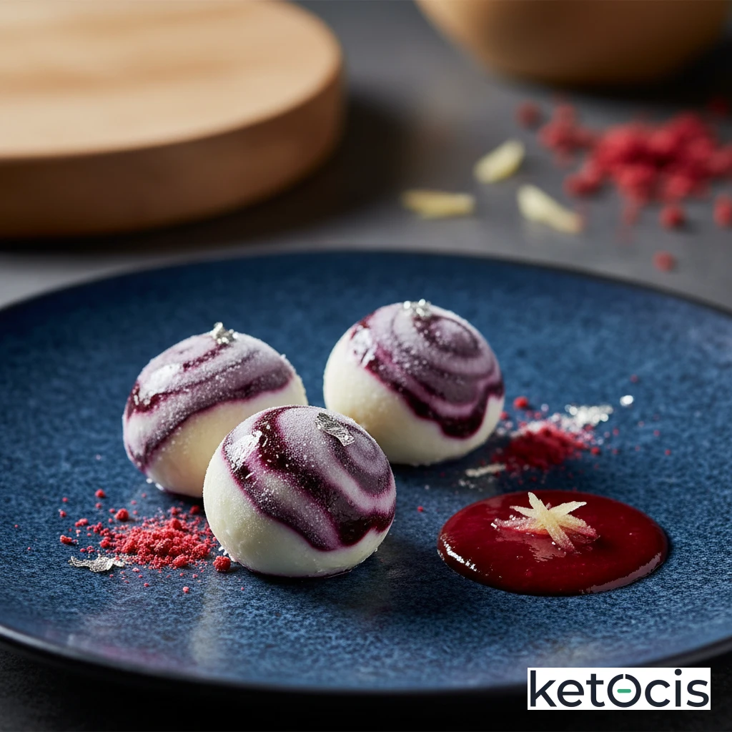 Bombones helados de aceite de coco y puré de moras