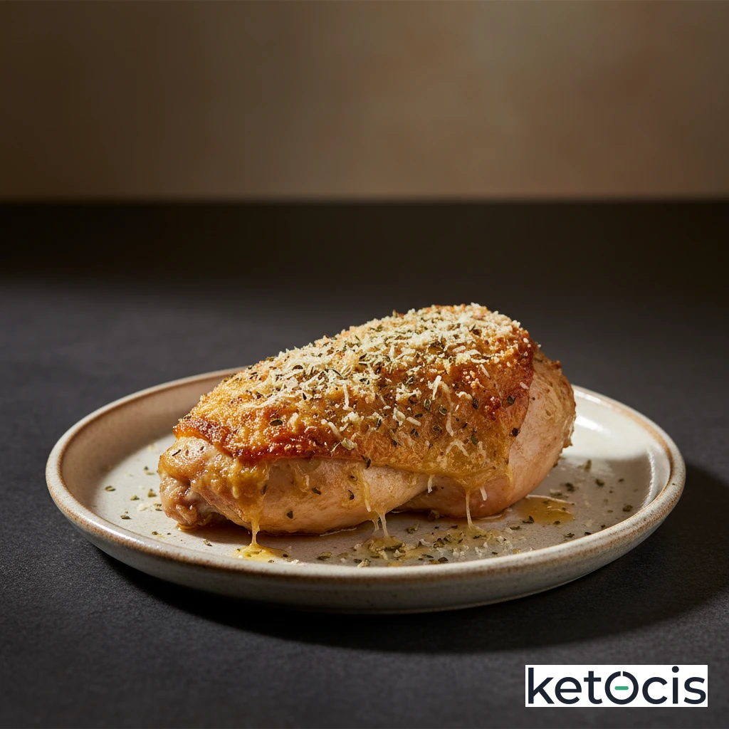 Pollo al horno con costra de parmesano rallado y orégano