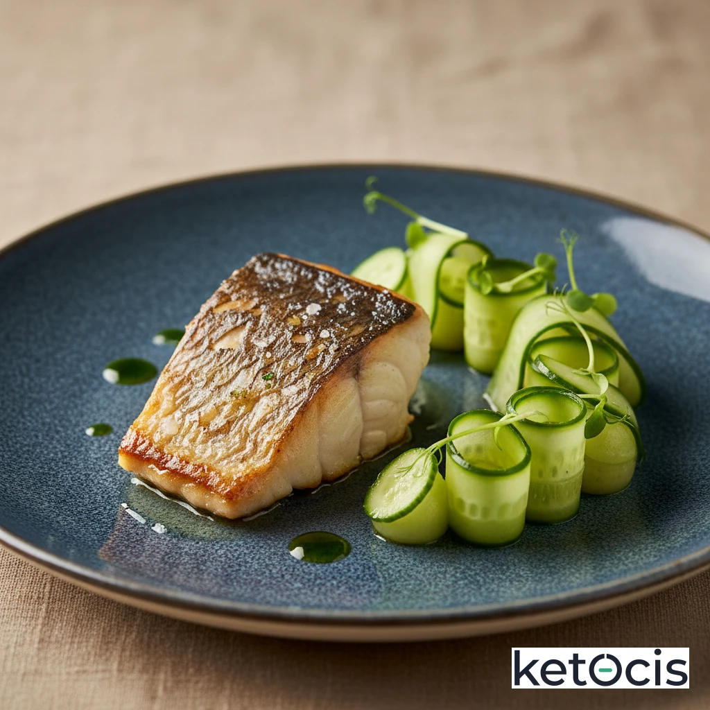 Filete de dorada a la plancha con guarnición de pepino fresco