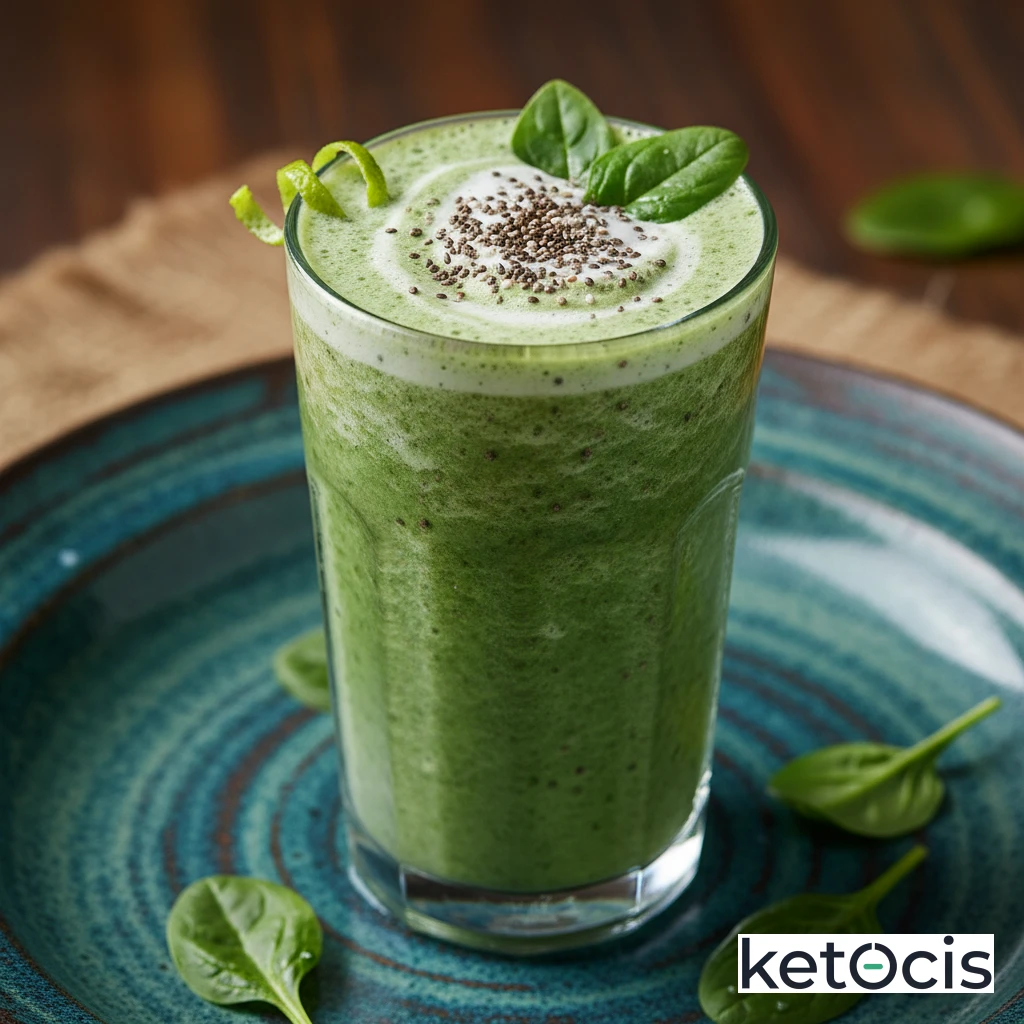 Batido verde de espinacas y chía rico en proteínas sin lactosa
