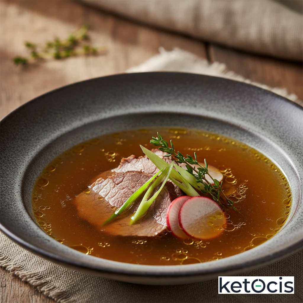 Sopa de huesos de ternera rica en colágeno casera