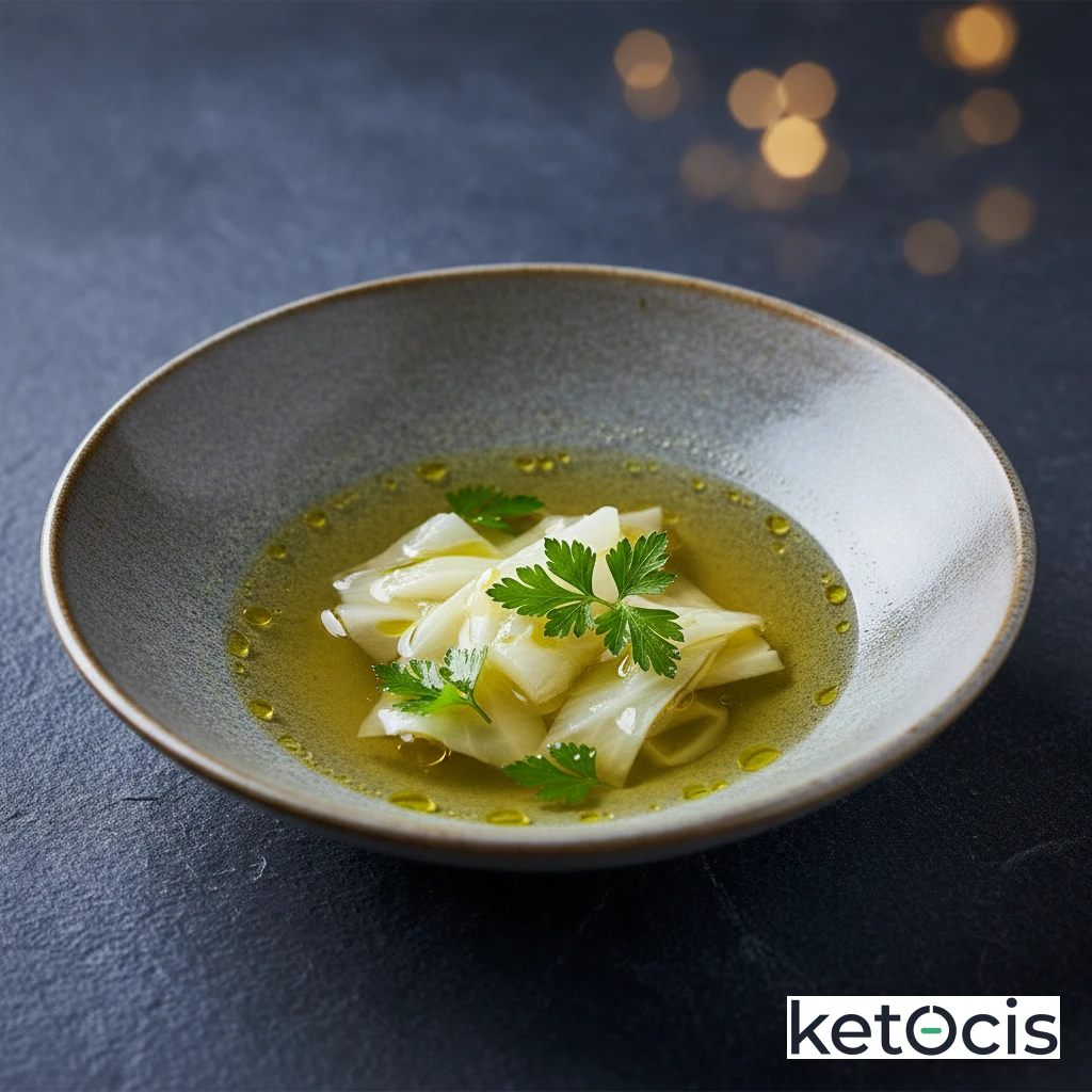 Caldo de repollo blanco y perejil fresco