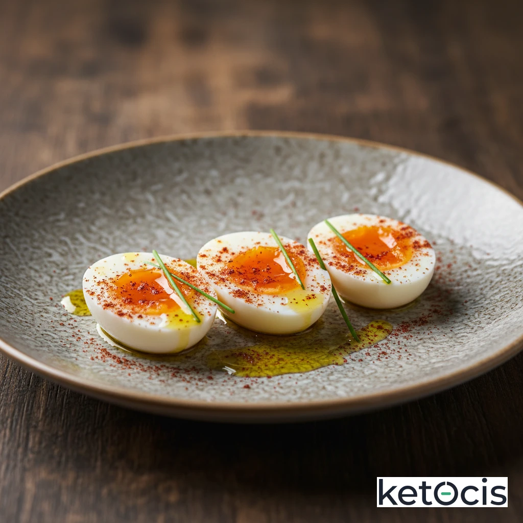 Huevos cocidos con pimentón de la vera y aceite de oliva puro