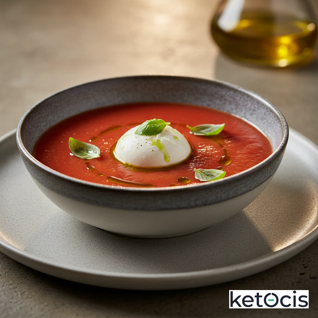 Sopa de tomate natural triturado en frío sin freír