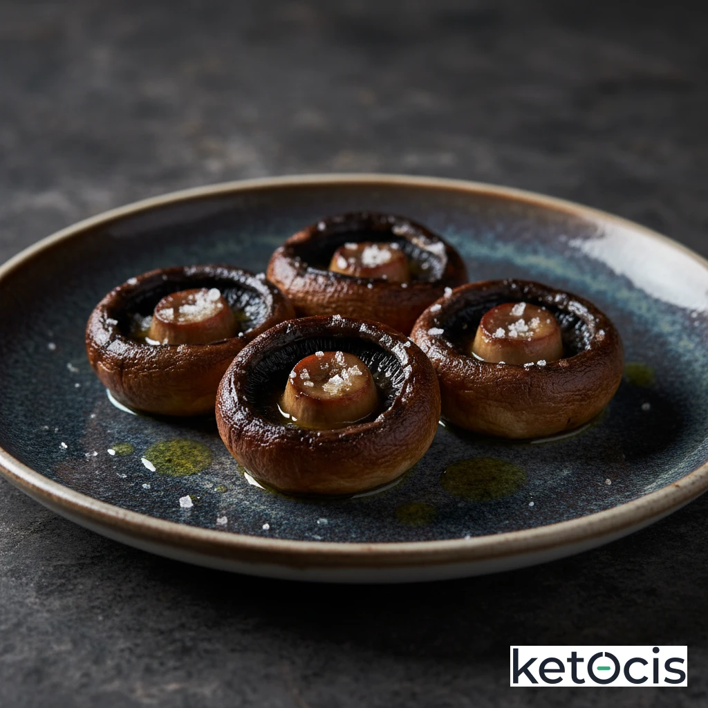 Champiñones portobello asados enteros con aceite y sal