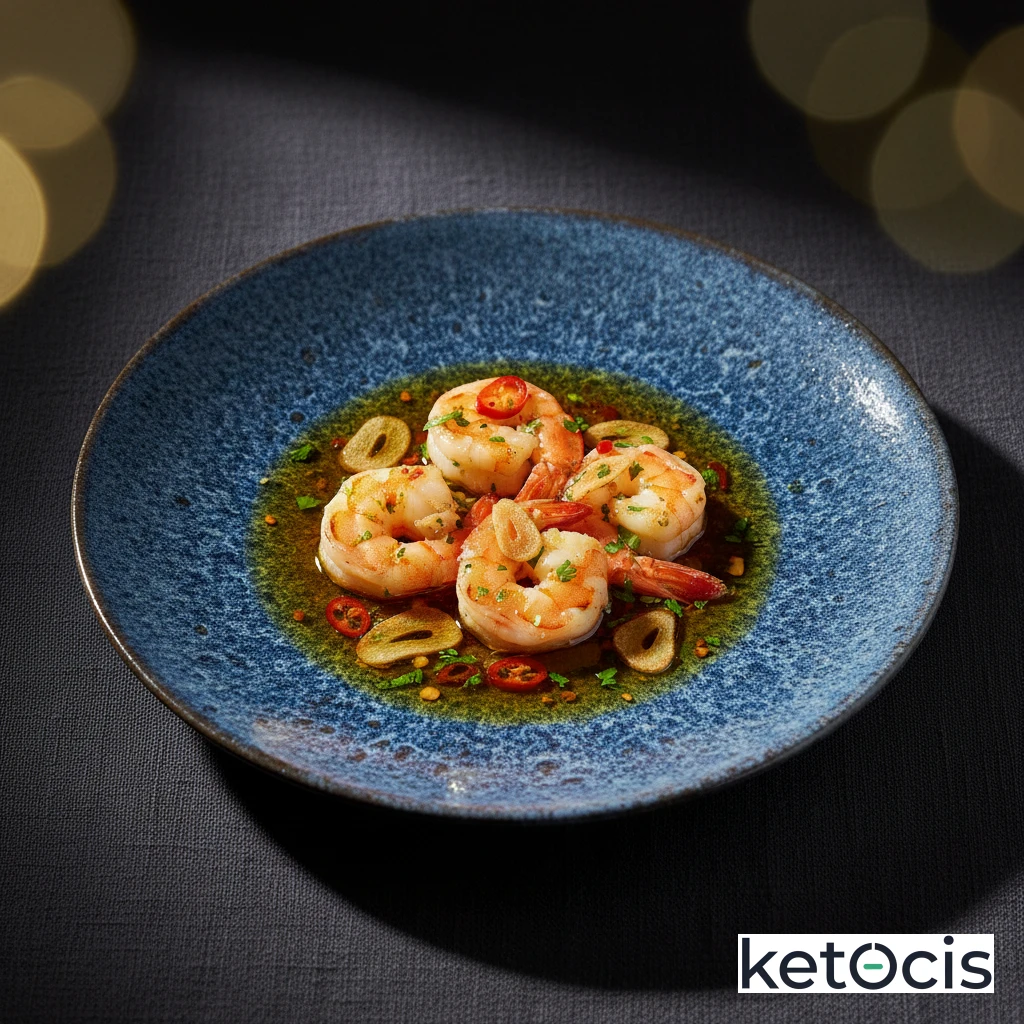 Gambas al ajillo cocinadas en aceite de oliva virgen extra