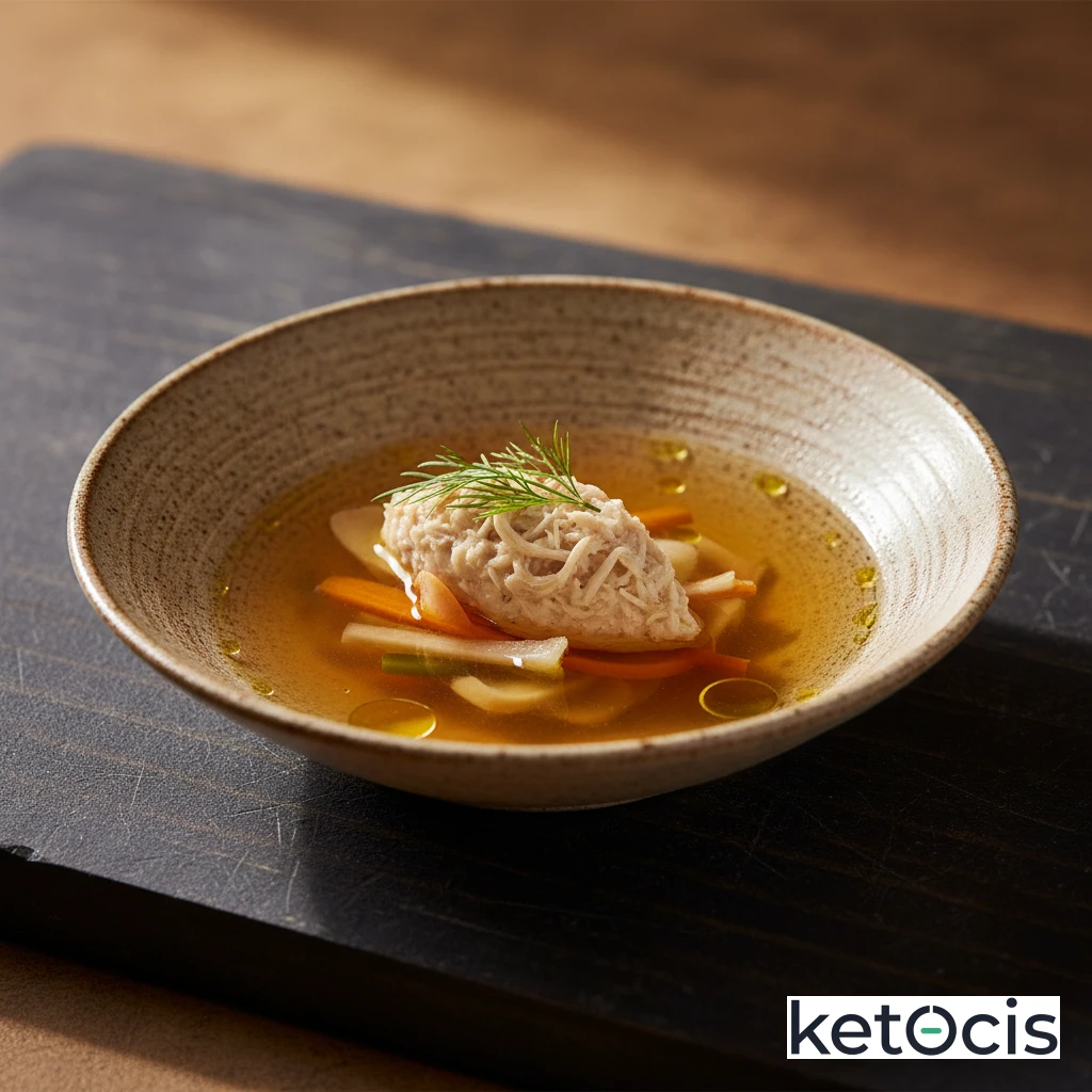 Caldo de ave casero desgrasado nutritivo y claro
