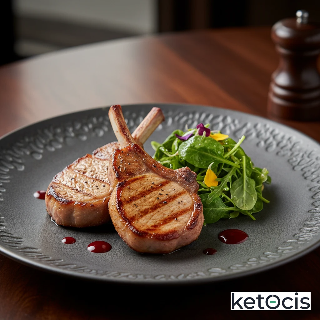 Chuletas de cerdo a la plancha con ensalada verde