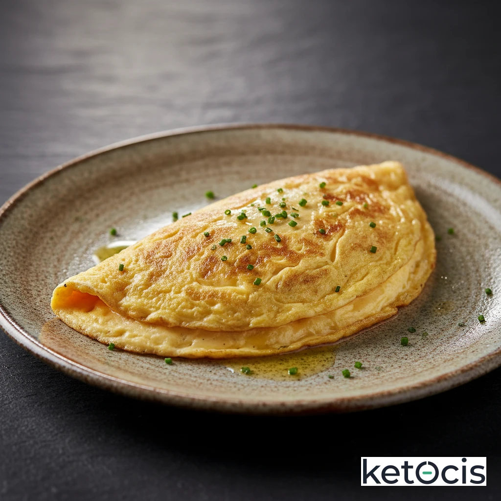 Tortilla francesa de dos huevos cocinada en mantequilla pura