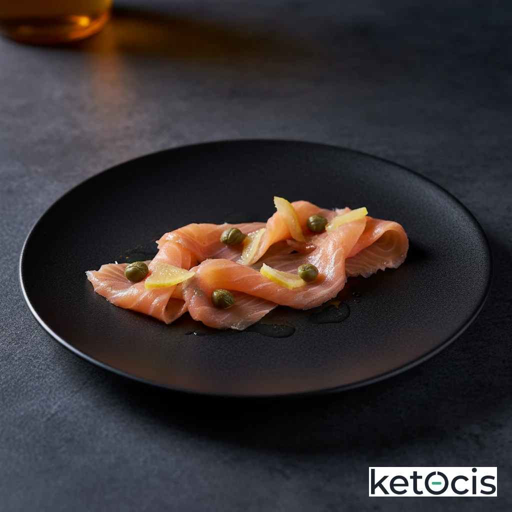 Salmón ahumado al natural con alcaparras y limón