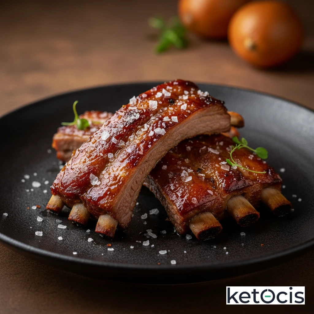 Costillas de cerdo ibérico asadas con sal marina gruesa
