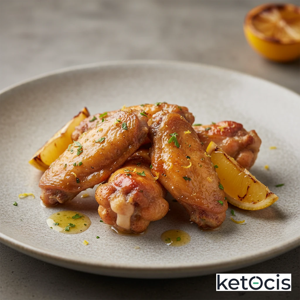 Alitas de pollo al limón cocinadas en freidora de aire sanas