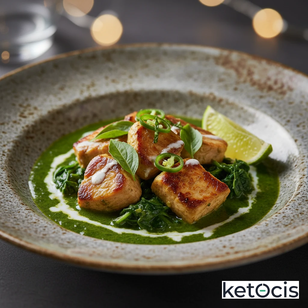 Curry verde de pavo con leche de coco y espinacas tiernas
