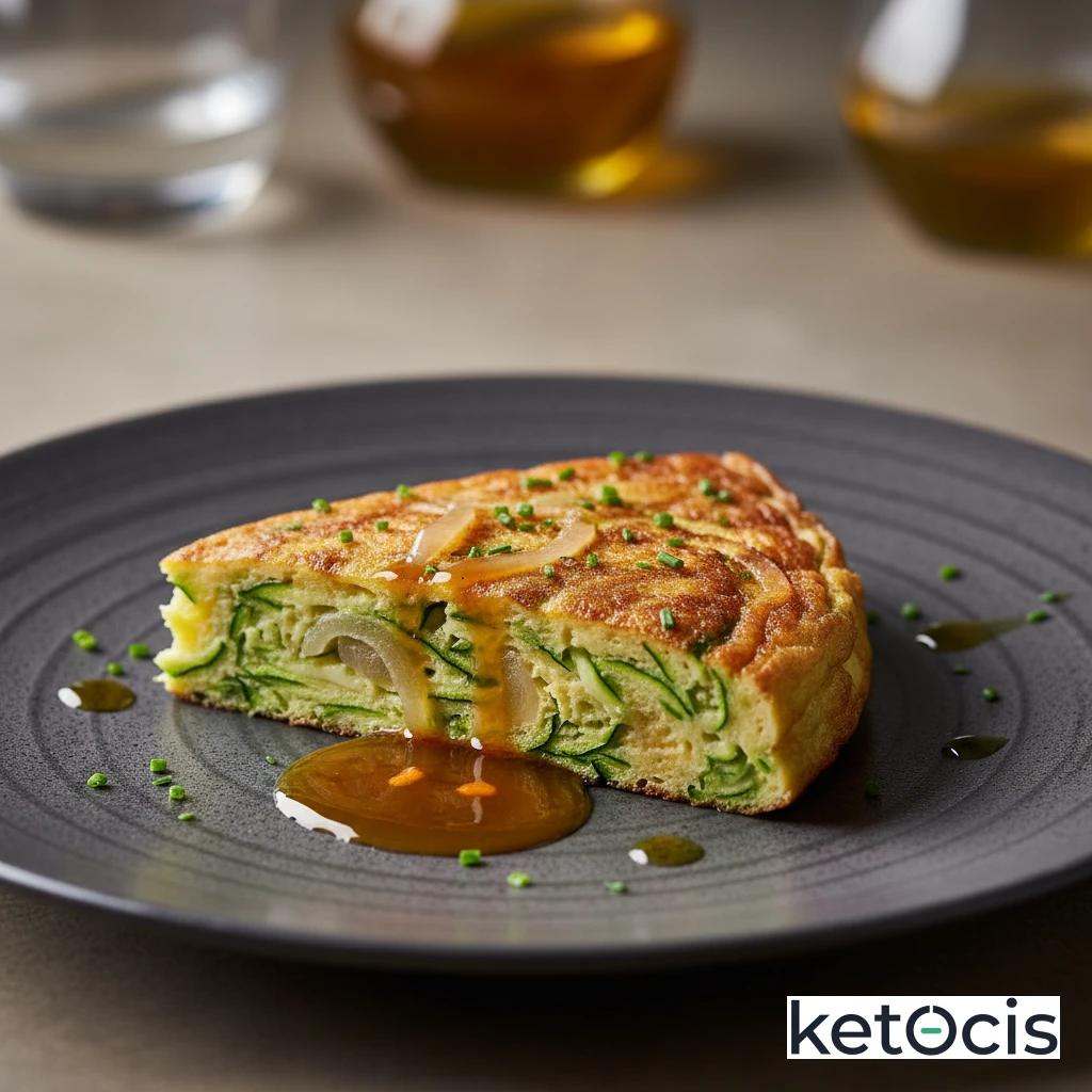 Tortilla de calabacín rallado y cebolla cocida a fuego lento