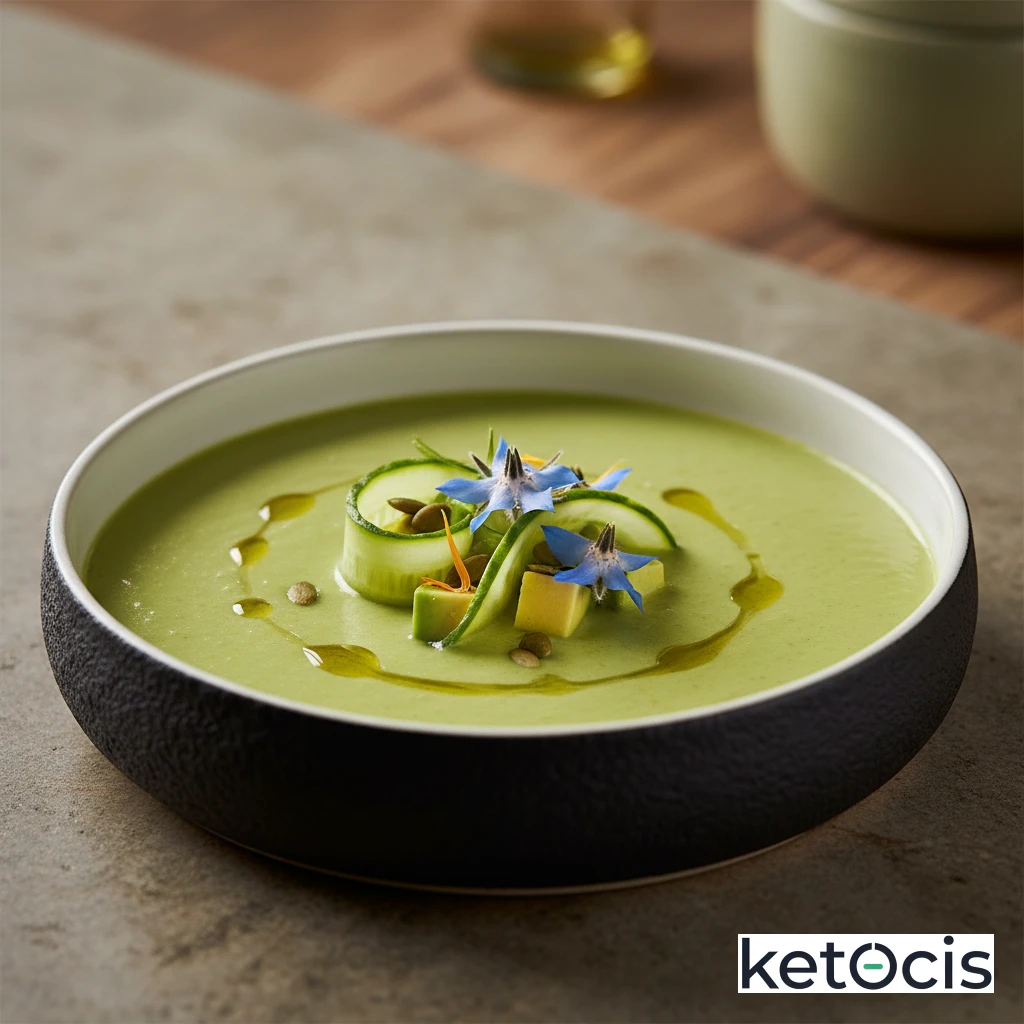 Crema fría de aguacate y pepino refrescante sin lácteos