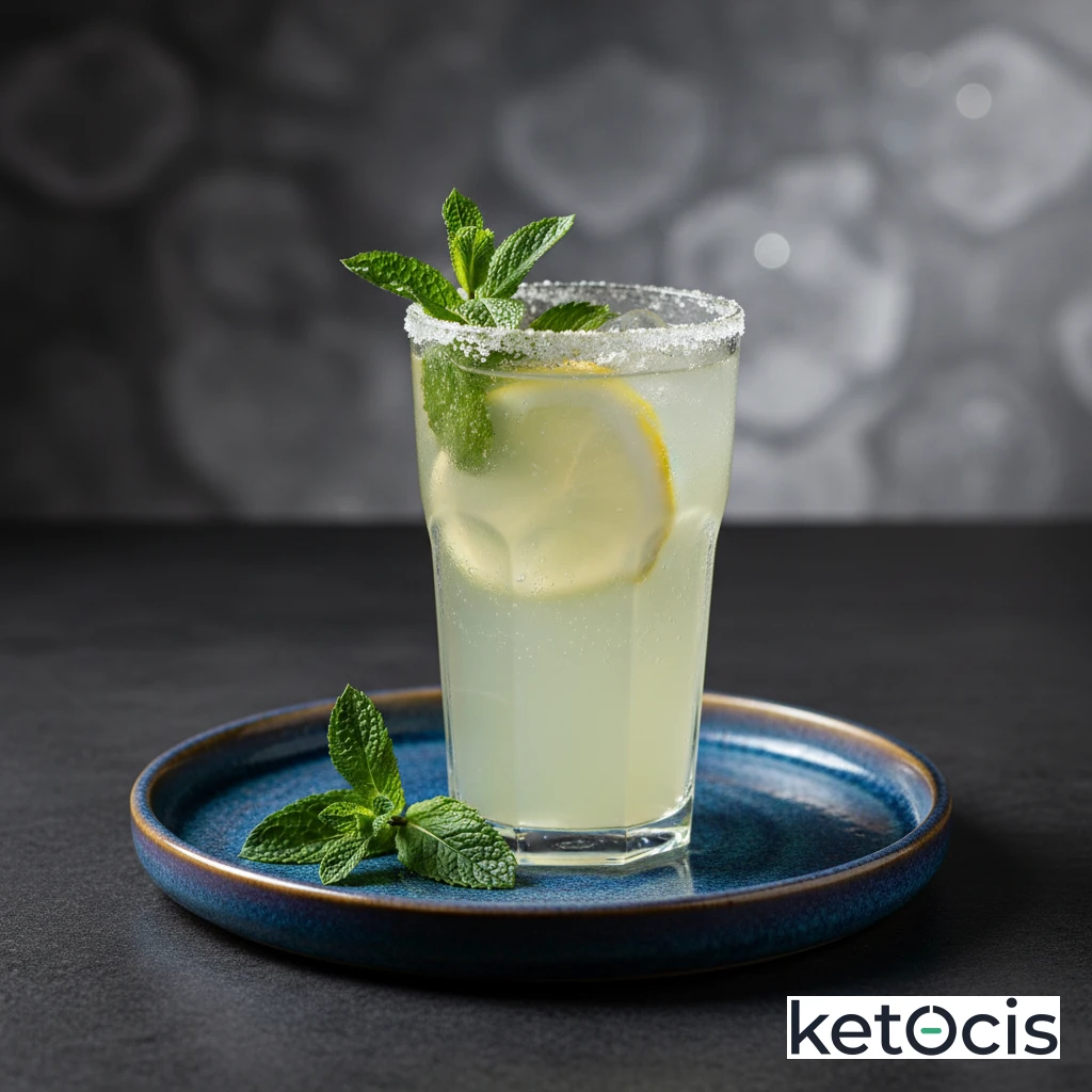 Limonada natural con stevia y hojas de menta fresca