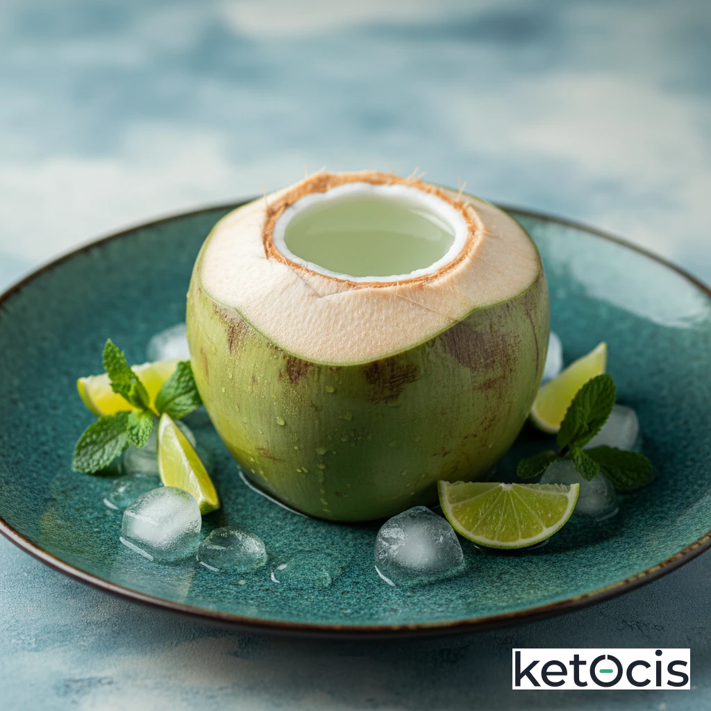 Agua de coco verde natural hidratante baja en carbohidratos