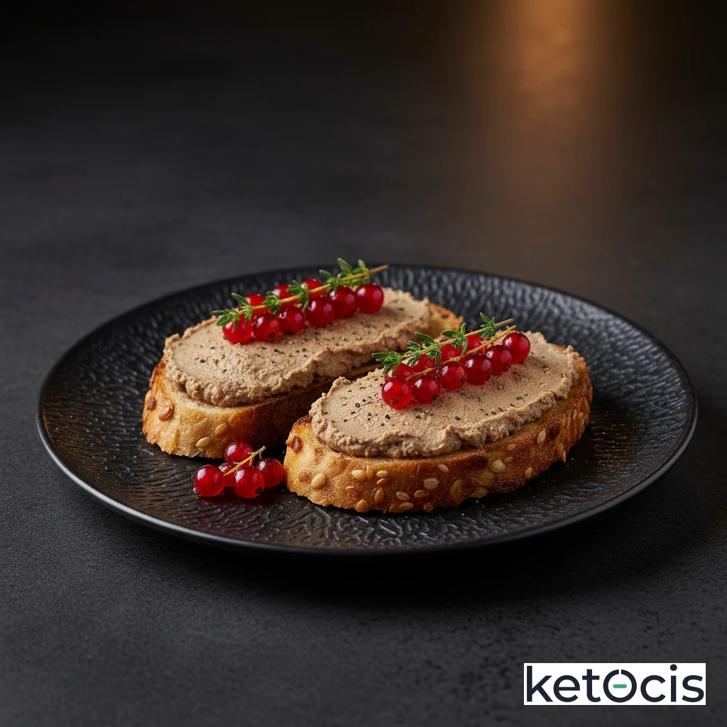 Tostadas de pan keto de almendra con paté de hígado casero