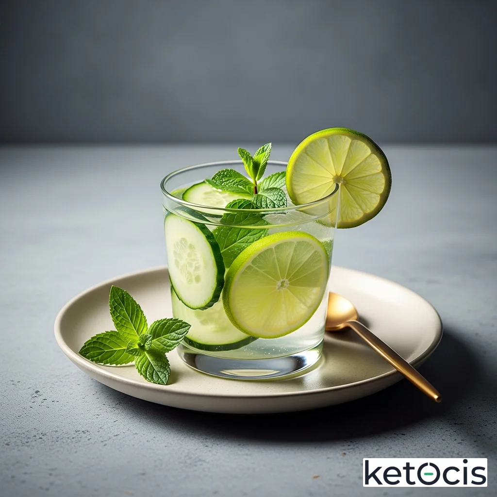 Agua infusionada con pepino menta y lima fresca