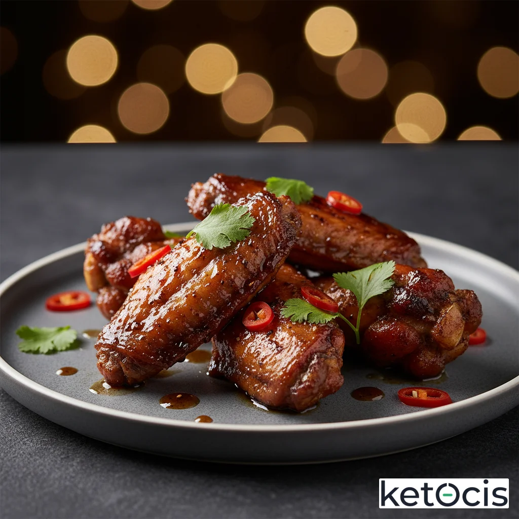 Alitas de pollo asadas crujientes con marinada de salsa tamari oscura
