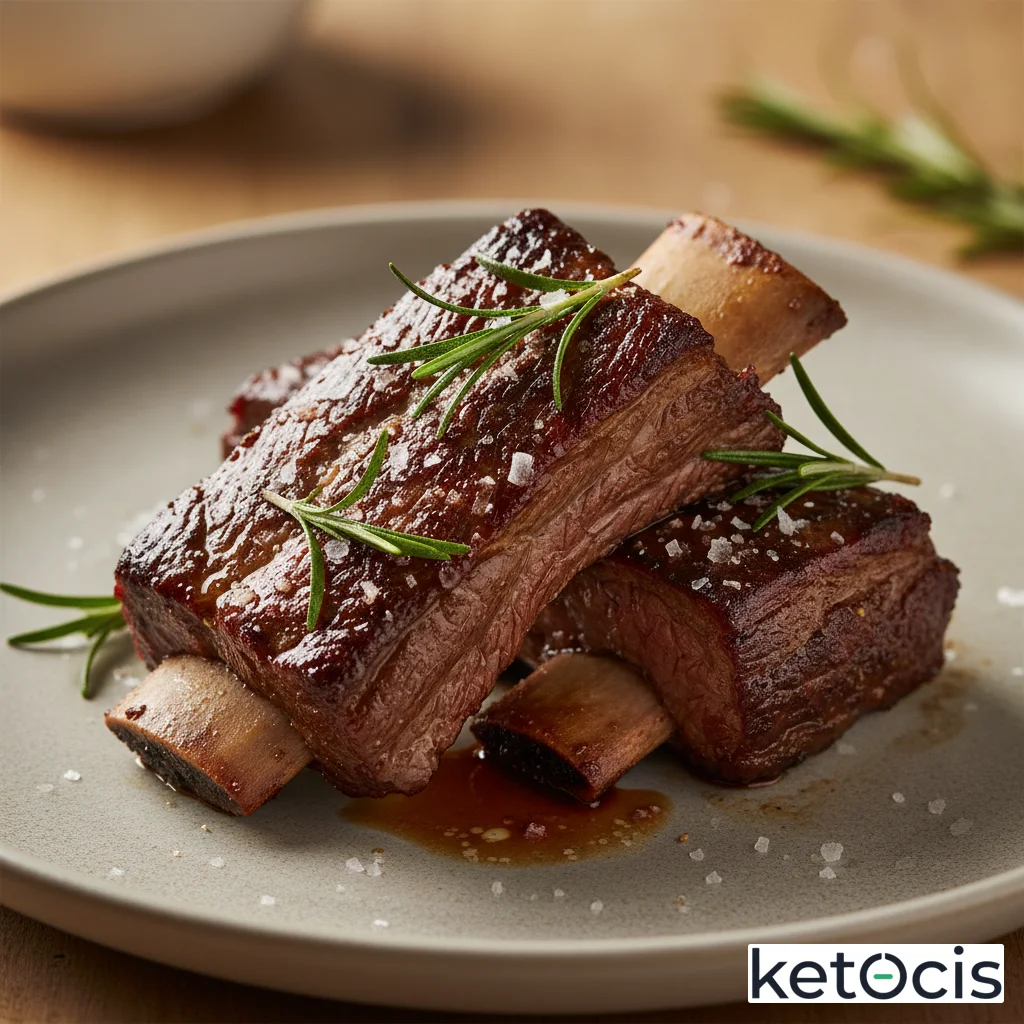 Asado de tira de ternera al horno lento con romero fresco y sal en escamas